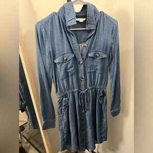 American Eagle Chambray Long Sleeve Button Dress